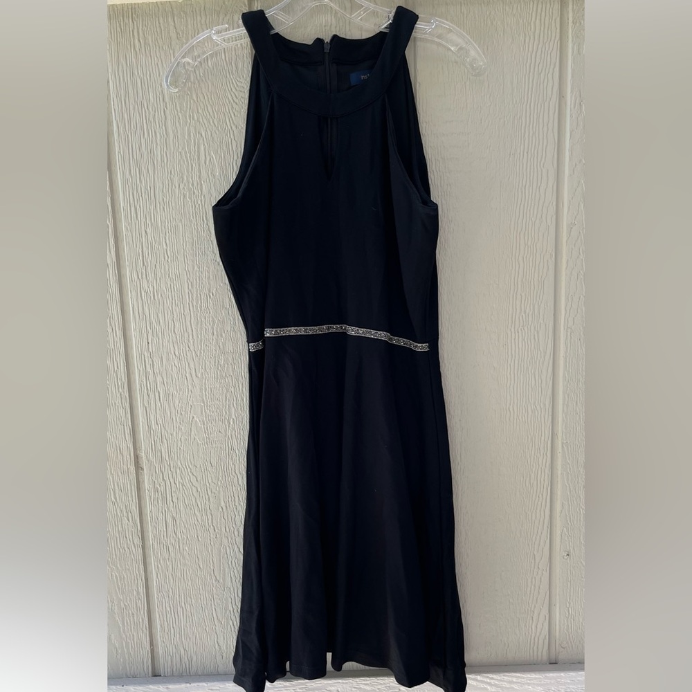 Chic Black Midi Dress with Silver Accents